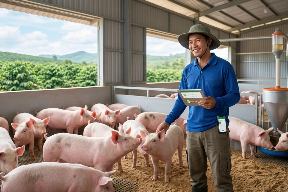 Nhà nông ứng dụng công nghệ hiện đại quản lý đàn heo khỏe mạnh Nhà nông ứng dụng công nghệ hiện đại quản lý đàn heo khỏe mạnh