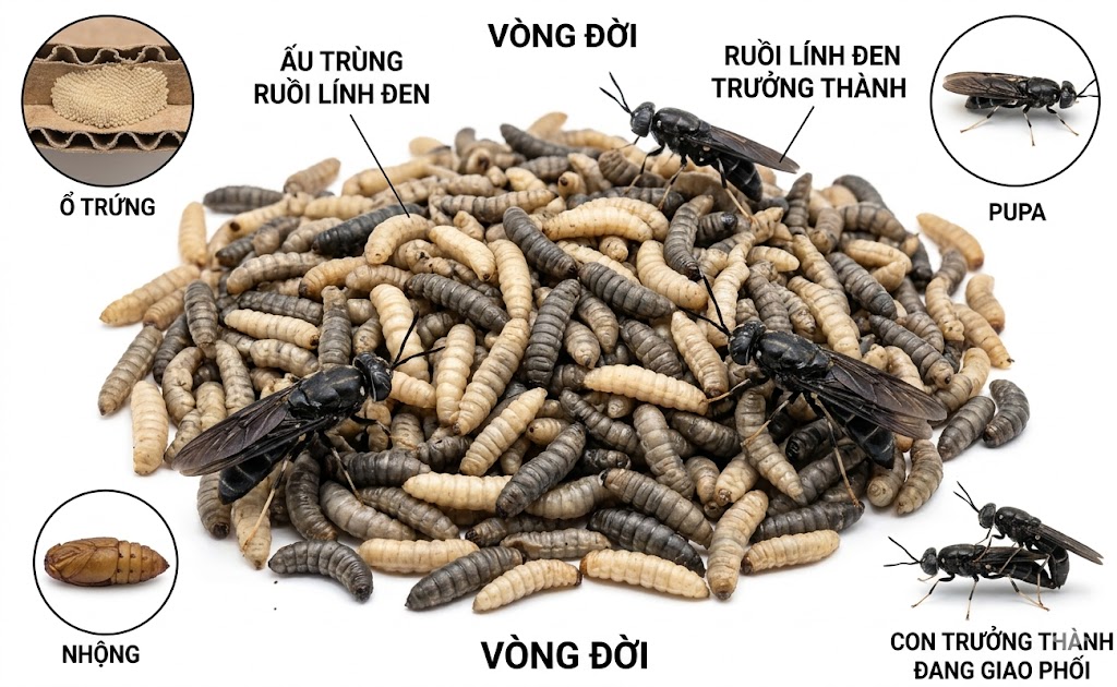 Vòng đời ruồi lính đen