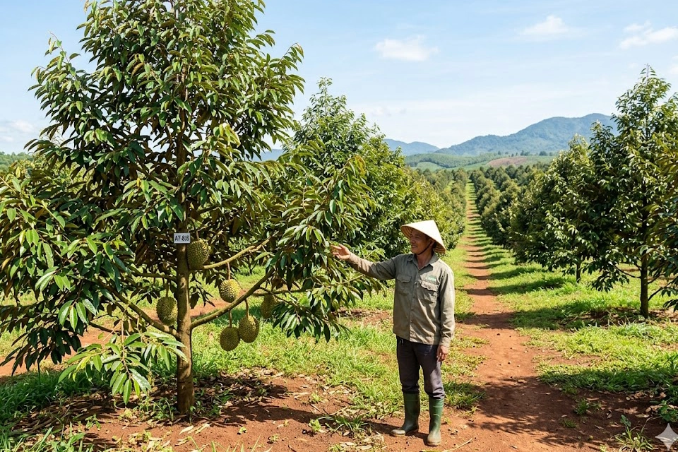bi-quyet-gian-cach-sau-rieng-trong-thua-hay-day-de-mau-thu-tien-ty copy Mô hình vườn sầu riêng tại Đắk Lắk tuân thủ khoảng cách trồng lý tưởng, giúp tạo sự thông thoáng tối đa cho tán cây.