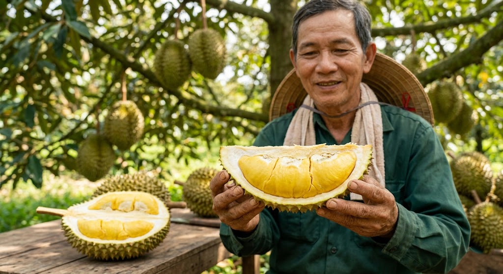 sau-rieng-com-vang-dep-nho-kali-trang copy Nhờ áp dụng đúng kỹ thuật bón Kali trắng giai đoạn nuôi trái, cơm sầu riêng lên màu vàng đậm cực kỳ bắt mắt, khô ráo và đạt độ ngọt tối đa, giúp nâng cao giá trị thương phẩm.